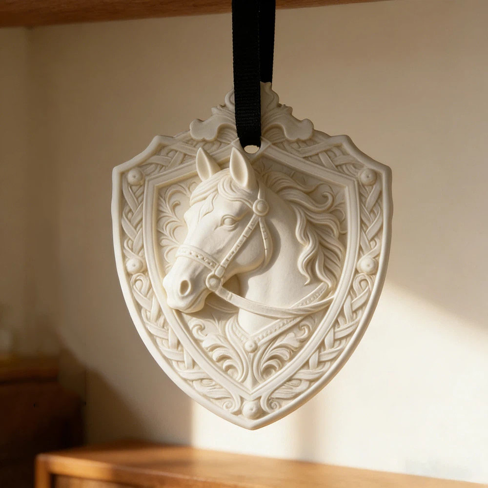 3D Printing Epoxy Resin - Vintage Horse Head Shield Relief Silicone
