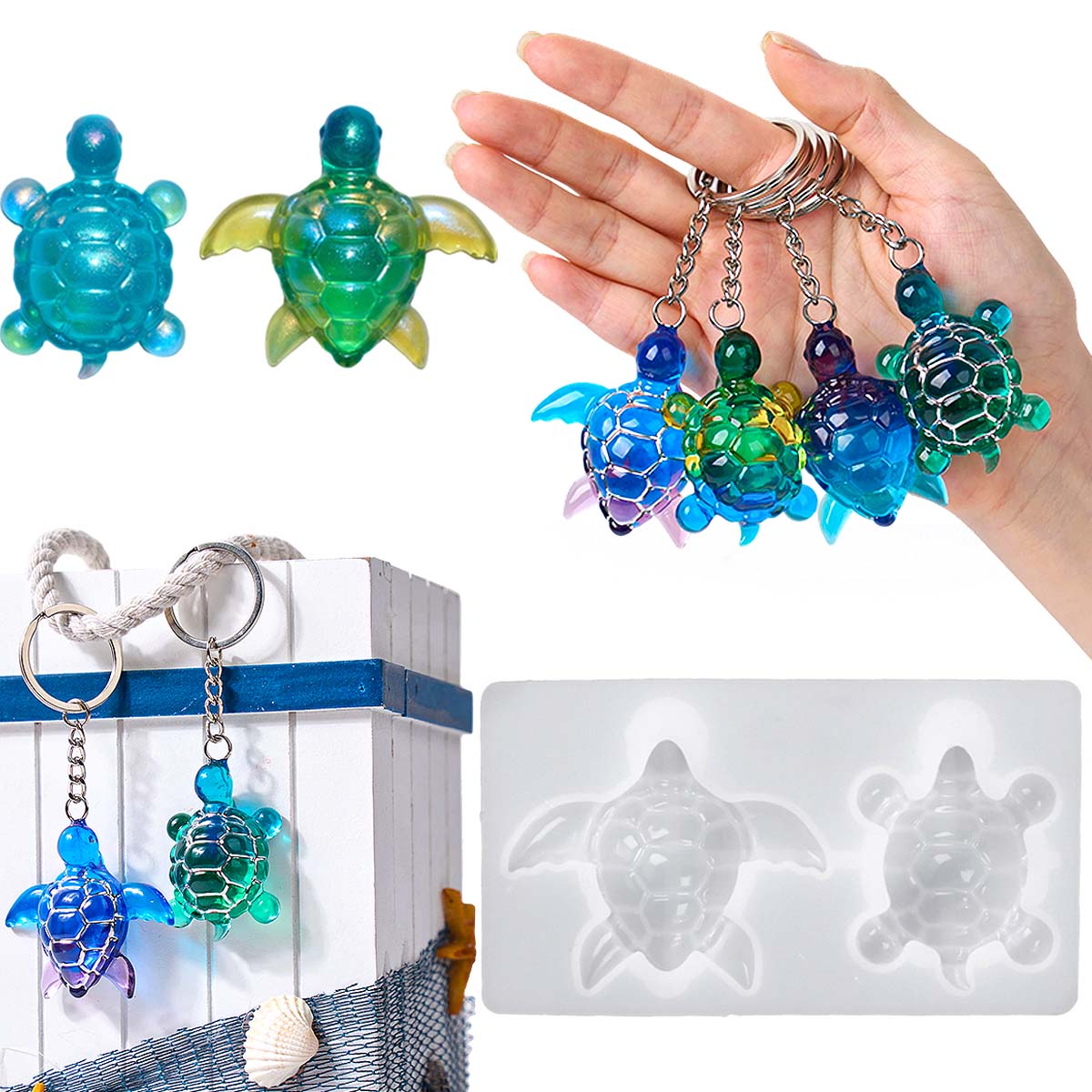3D Printing Epoxy Resin - 3D Sea Turtle Keychain Silicone Mold